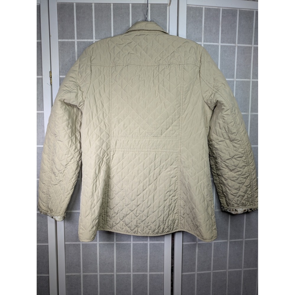 J. Jill Womens Quilted Barn Jacket Small Tan Beige Floral Lining Full Zip Pocket - Picture 5 of 9